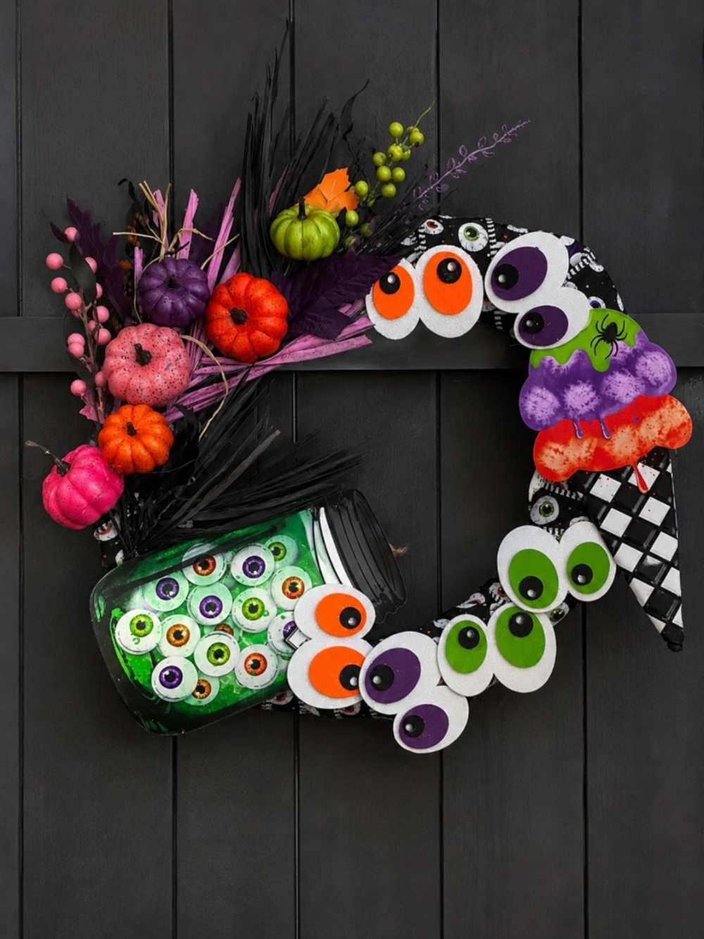 Halloween Eyeball Owl Wreath Handmade Spooky Door Decor by AJ